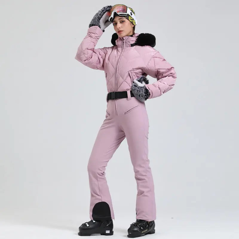 Ladies Tight One-piece Ski Jumpsuits High Pile Fleece Snowsuits（复制） 