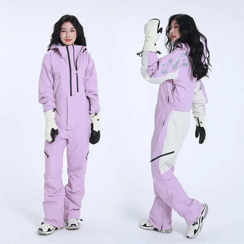 Women Outdoor Hooded Ski Suits Winter One Piece Snowsuits Jumpsuits（复制） 