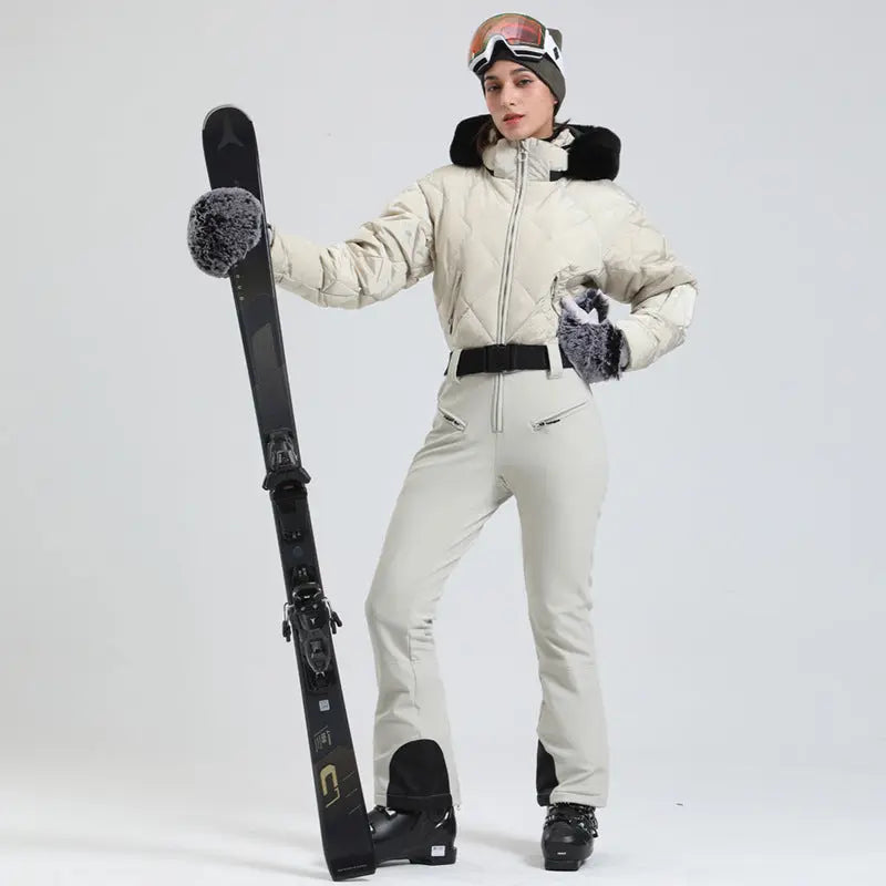 Ladies Tight One-piece Ski Jumpsuits High Pile Fleece Snowsuits（复制） 