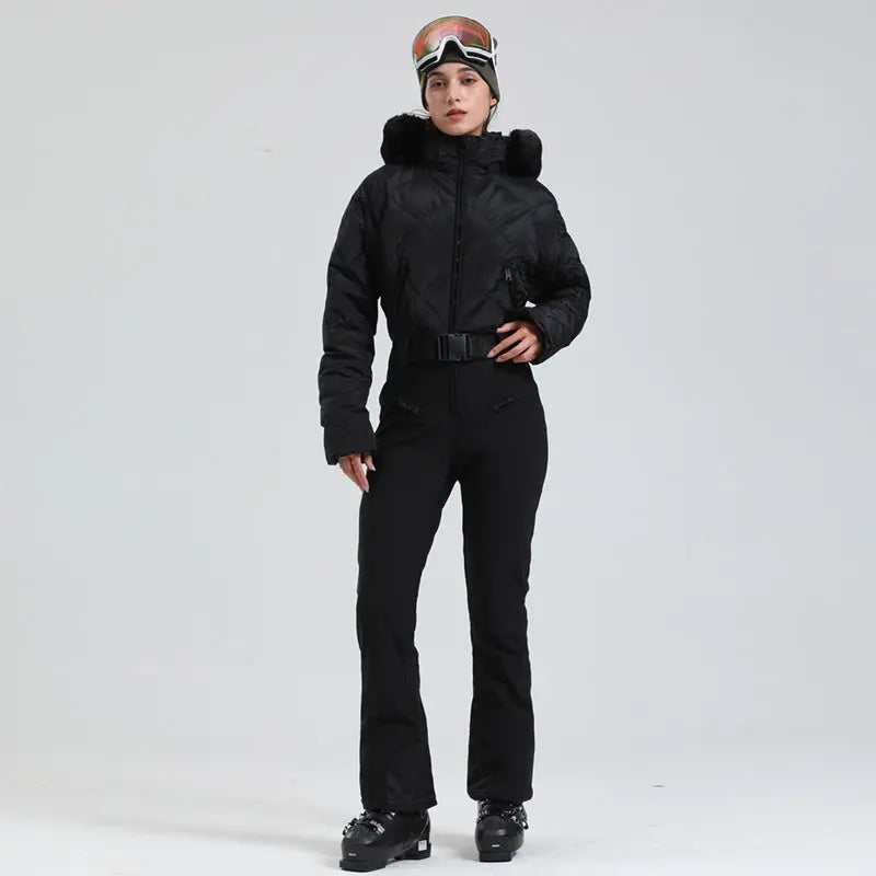 Ladies Tight One-piece Ski Jumpsuits High Pile Fleece Snowsuits（复制） 