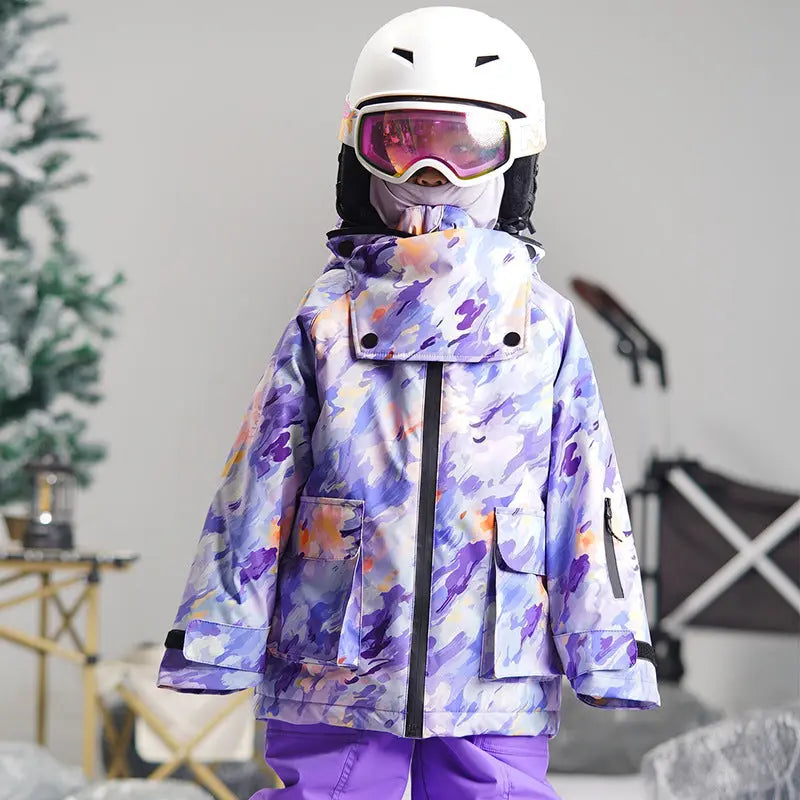 Children's Ski Bibs Patchwork Adjustable Snowboarding Pants（复制） 