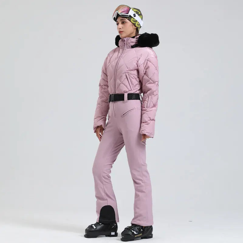 Ladies Tight One-piece Ski Jumpsuits High Pile Fleece Snowsuits（复制） 