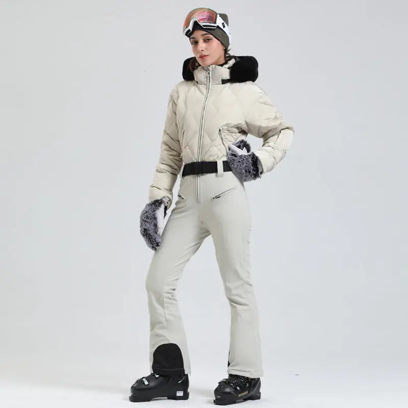 Ladies Tight One-piece Ski Jumpsuits High Pile Fleece Snowsuits（复制） 