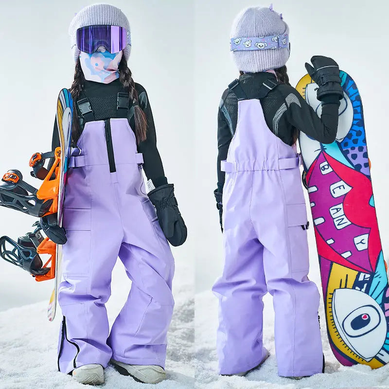 Children's Ski Bibs Patchwork Adjustable Snowboarding Pants（复制） 