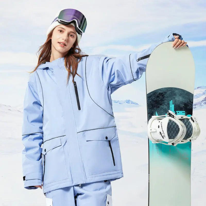 Zipper Ski Jacket Women's Winter Colorblock Snowboard Jacket（复制） 