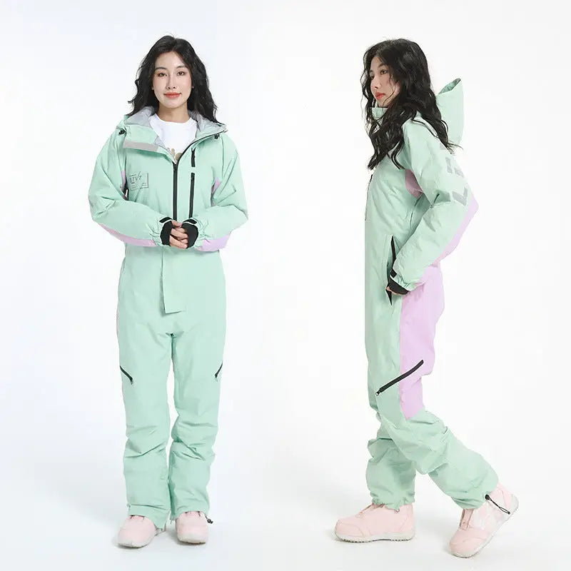 Women Outdoor Hooded Ski Suits Winter One Piece Snowsuits Jumpsuits（复制） 