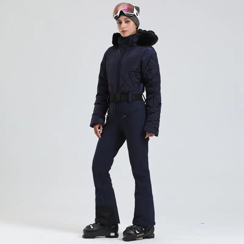 Ladies Tight One-piece Ski Jumpsuits High Pile Fleece Snowsuits（复制） 