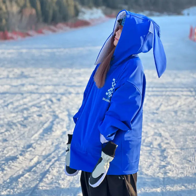 Unique Rabbit Fleece Hoodie for Snowboarding Skiing 