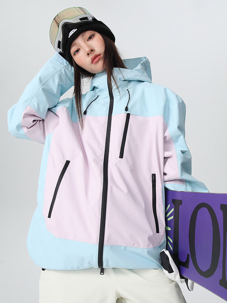 Women's Searipe Retro Vibe Color Block Baggy Snow Jacket 