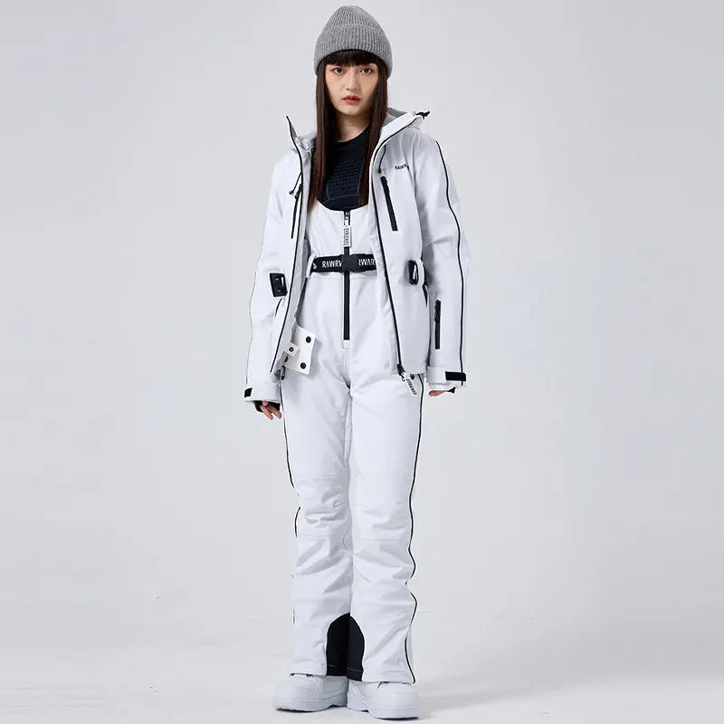 2 Pieces Women Snow Jackets with Matched Bibs Pants HOTIANSNOW