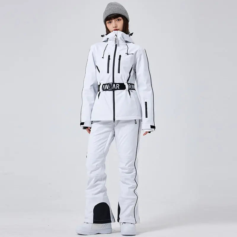 2 Pieces Women Snow Jackets with Matched Bibs Pants HOTIANSNOW