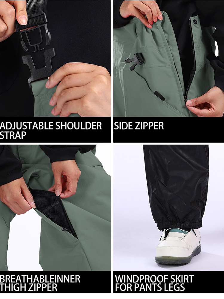 Men Unique Baggy Snowboard Bibs Trousers One-piece Ski Overalls Pants（复制） 