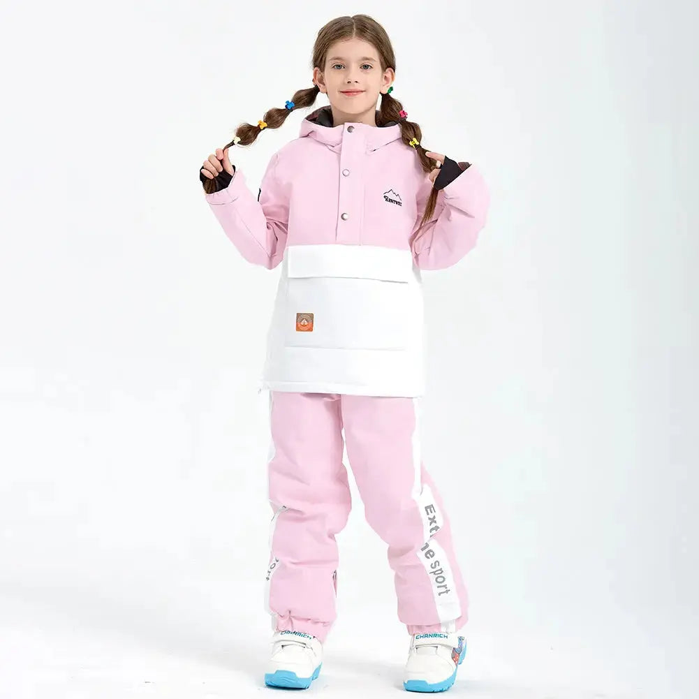 Boys Color Blocked Button-up Snowsuits 2 Pieces Winter Coat & Pants HOTIAN