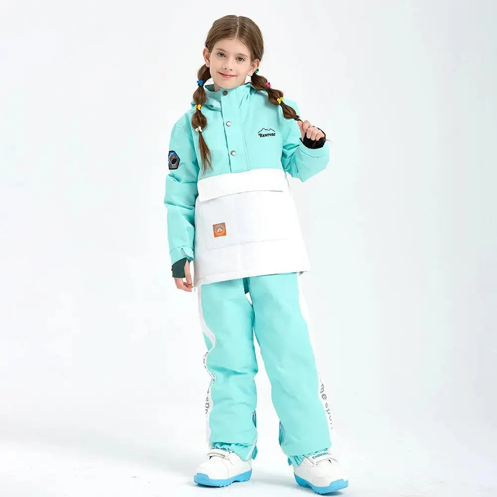 Boys Color Blocked Button-up Snowsuits 2 Pieces Winter Coat & Pants HOTIAN