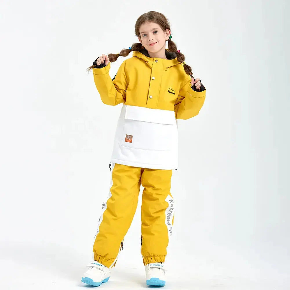 Boys Color Blocked Button-up Snowsuits 2 Pieces Winter Coat & Pants HOTIAN