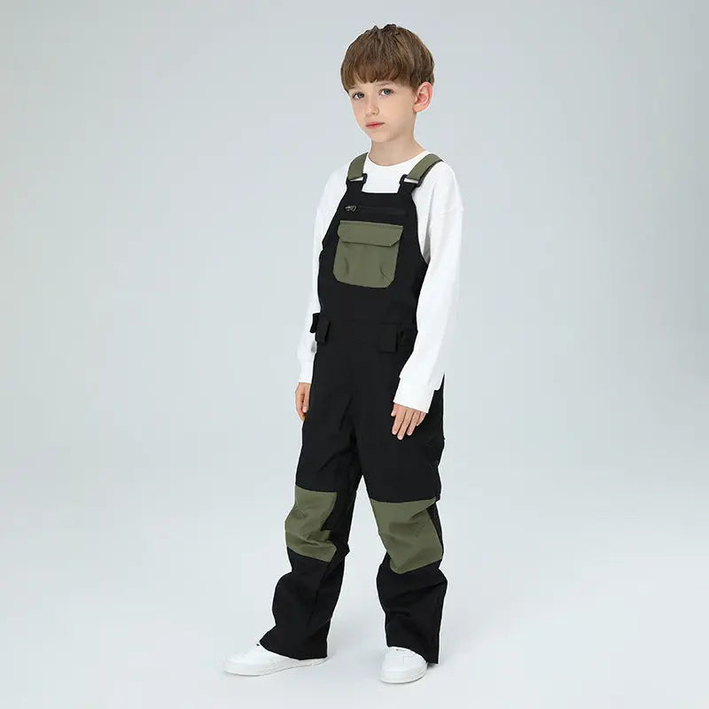 Boys Colorblock Ski Overall Bib Pants HOTIAN