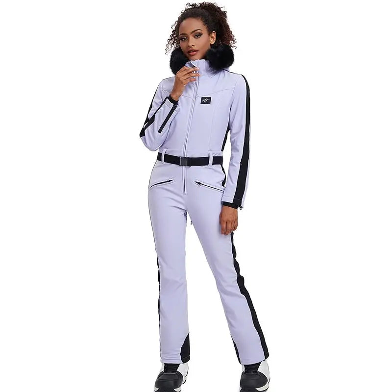 Chic One-piece Ski Suits Women Slim Fit Snowsuits 