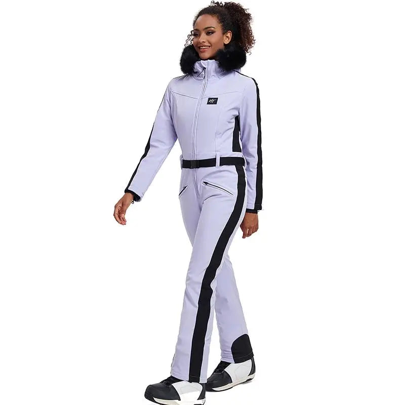 Chic One-piece Ski Suits Women Slim Fit Snowsuits 