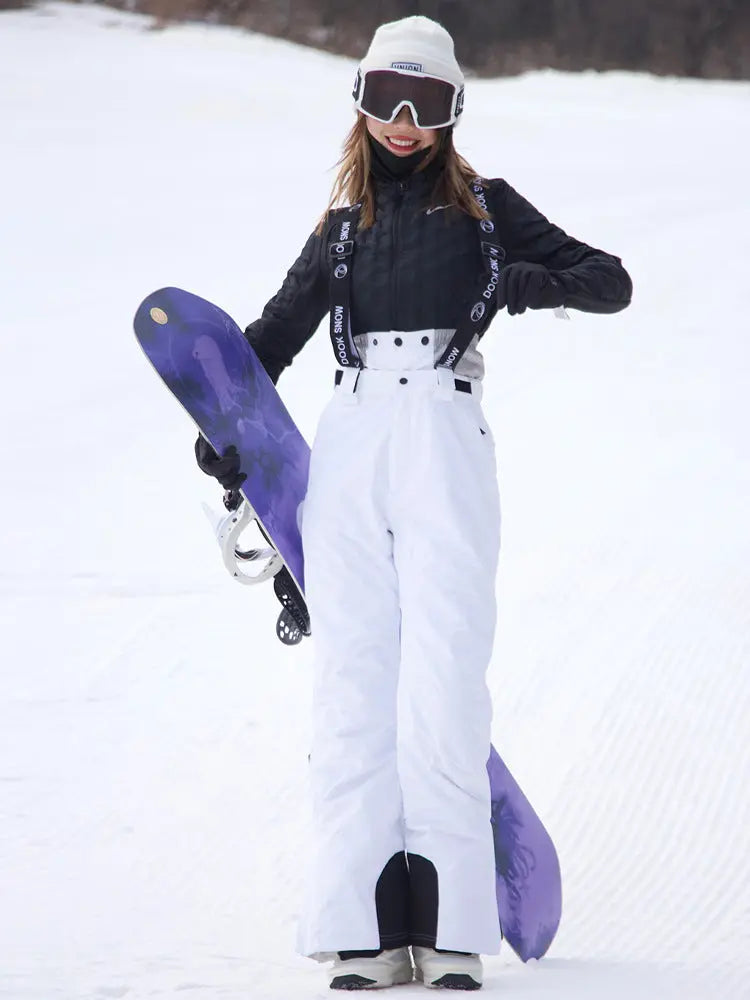 Chic One-piece Snow Bibs Pants Female Insulated Snow Suits HOTIANSNOW