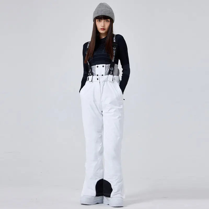 Chic One-piece Snow Bibs Pants Female Insulated Snow Suits HOTIANSNOW