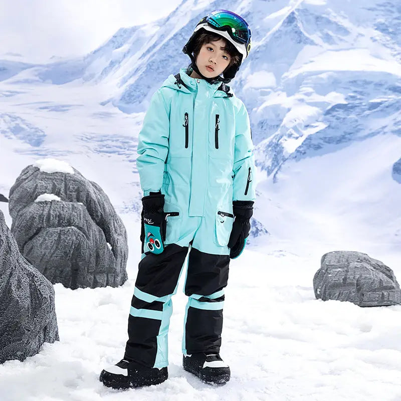 Childred One-piece Breathable Snow Jumpsuits Loose Fit Ski Suits HOTIANSNOW