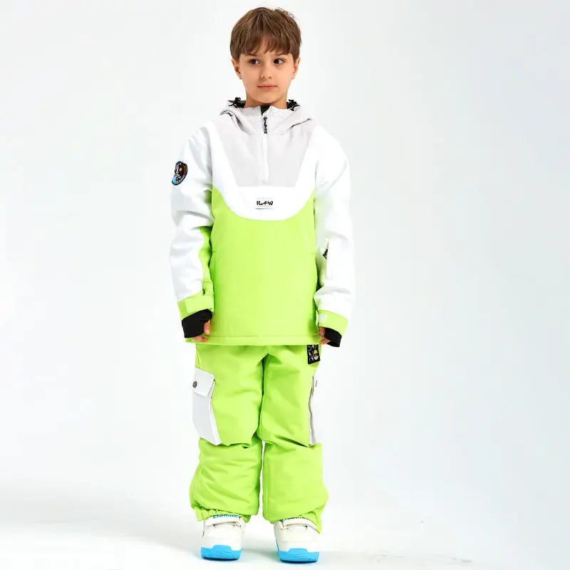 Children Anorak Snow Jacket & Pants Set Loose Fit Outwear HOTIANSNOW