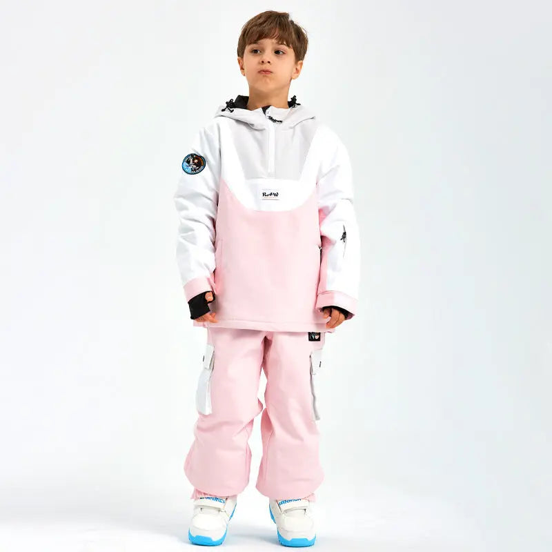 Children Anorak Snow Jacket & Pants Set Loose Fit Outwear HOTIANSNOW