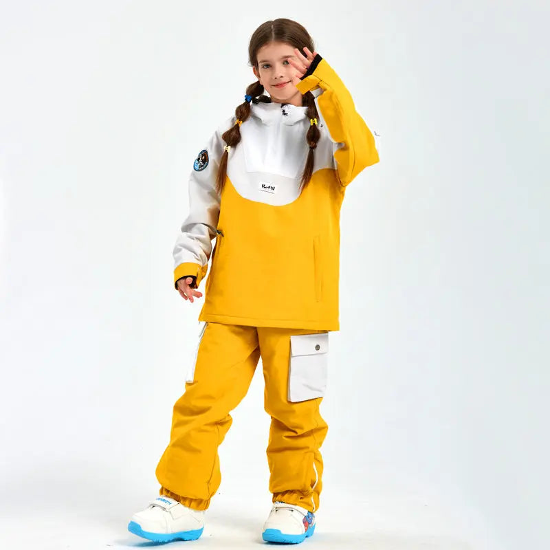 Children Anorak Snow Jacket & Pants Set Loose Fit Outwear HOTIANSNOW