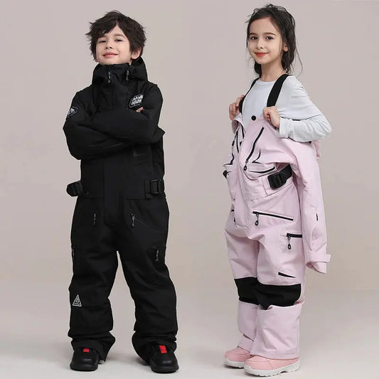 Children One-Piece Ski Suit Girl Boy Outdoor Snow Jumpsuits HOTIANSNOW