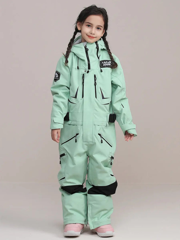 Children One-Piece Ski Suit Girl Boy Outdoor Snow Jumpsuits HOTIANSNOW