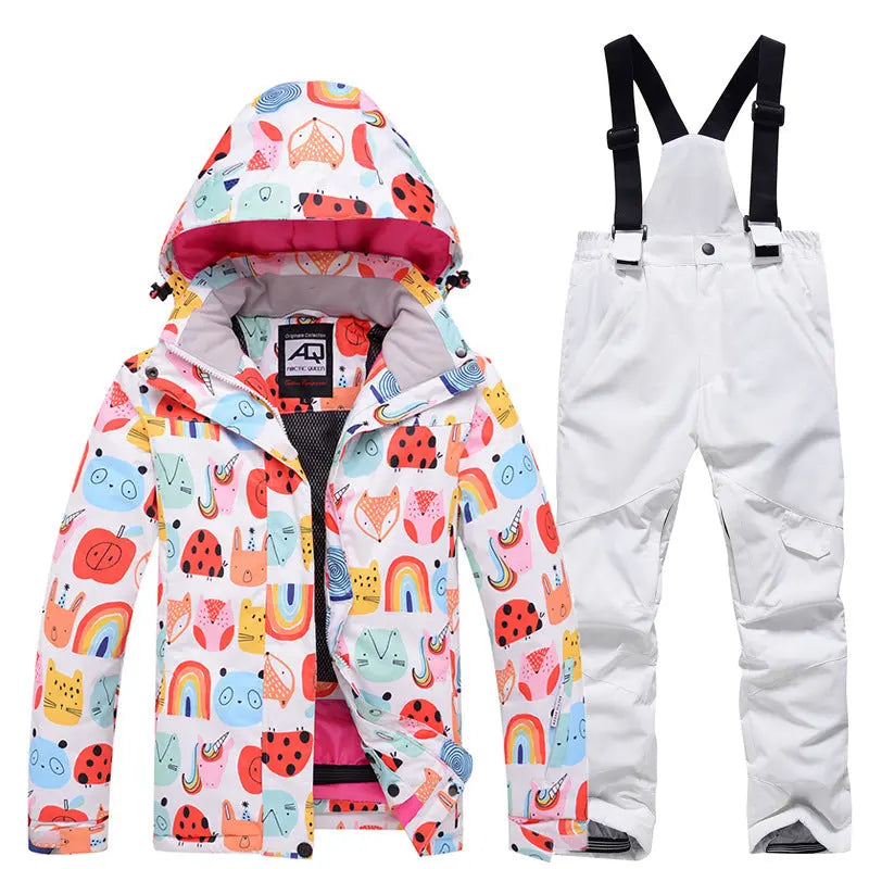 Children Printed Insulated Skiing Jackets & Trousers Suits HOTIANSNOW