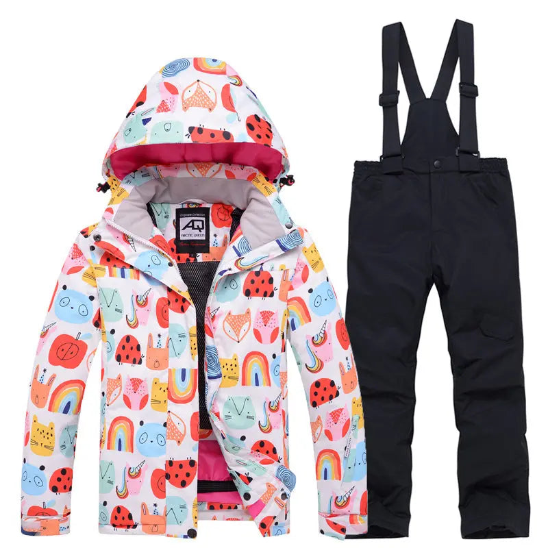 Children Printed Insulated Skiing Jackets & Trousers Suits HOTIANSNOW