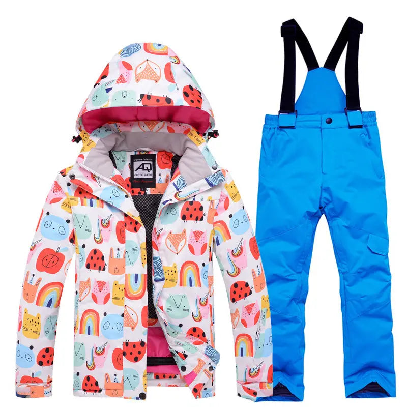 Children Printed Insulated Skiing Jackets & Trousers Suits HOTIANSNOW