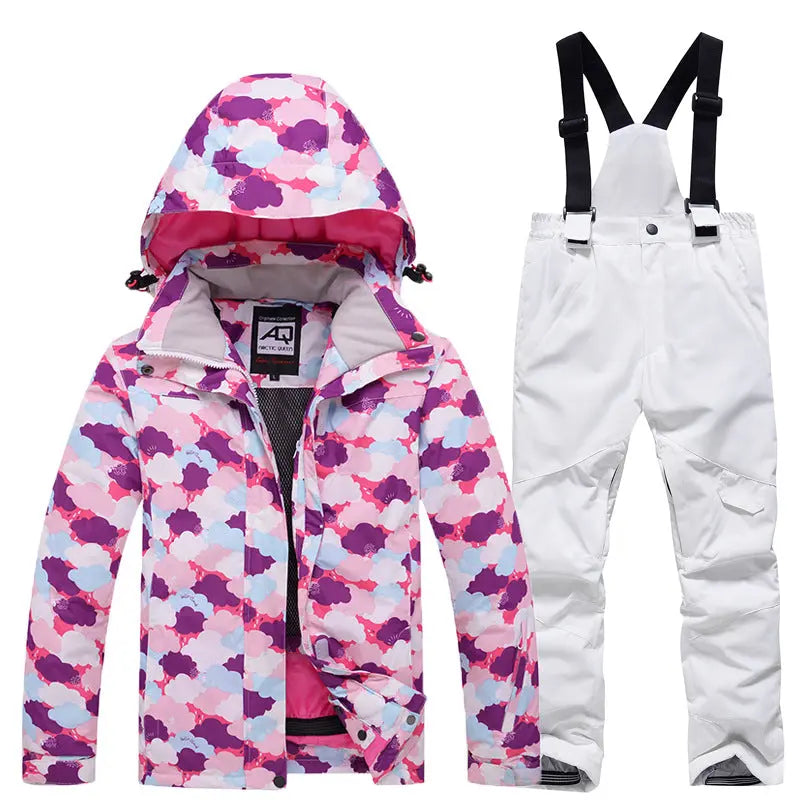 Children Printed Insulated Skiing Jackets & Trousers Suits HOTIANSNOW