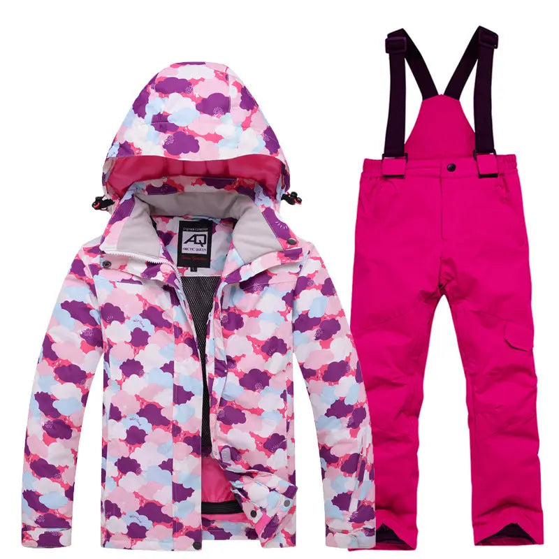 Children Printed Insulated Skiing Jackets & Trousers Suits HOTIANSNOW