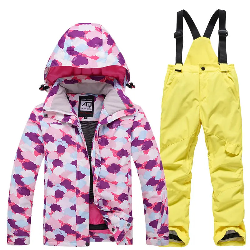 Children Printed Insulated Skiing Jackets & Trousers Suits HOTIANSNOW