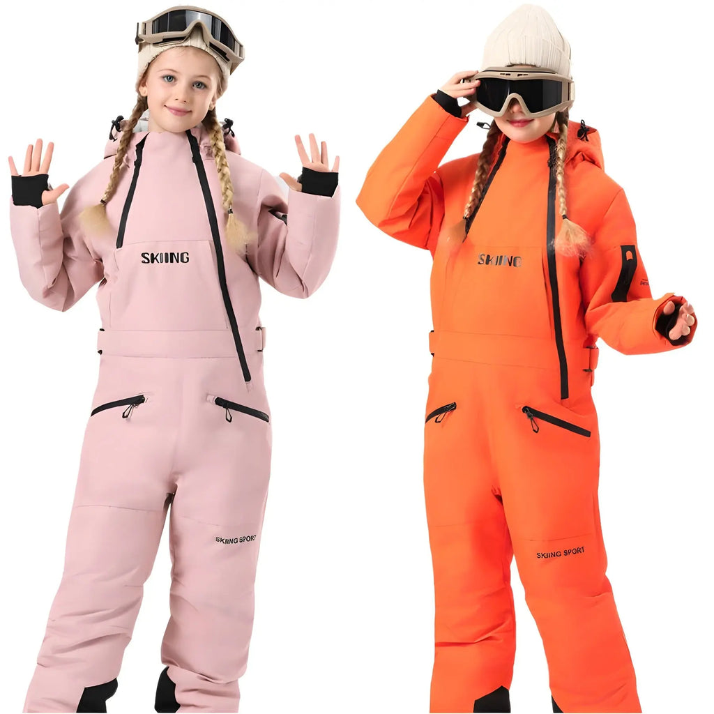 Children Thick Snow Jumpsuits Bright Color One-piece Snowsuits HOTIANSNOW