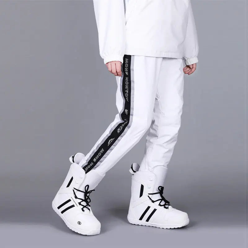 Classical Black & White Snow Pants Reflective Warm Winter Trousers HOTIANSNOW