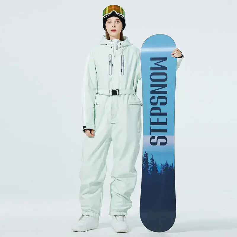 Couple Colorblock Ski Snowboarding Jumpsuits One Piece Snow Suits 