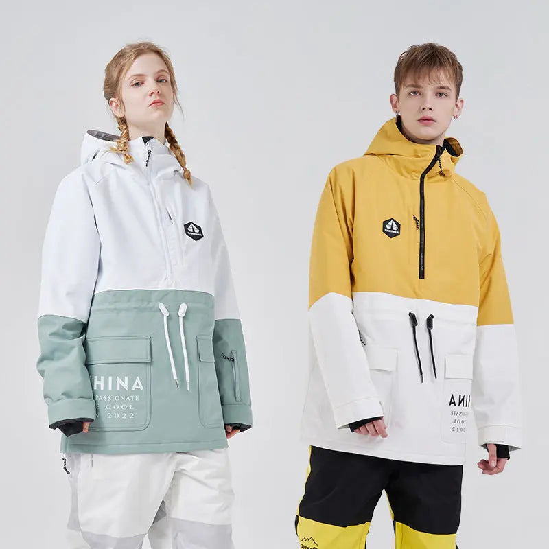 Couple Outdoor Colorblock Snowboard Anorak Jacket HOTIANSNOW