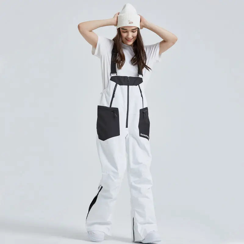 Couple Style Outdoor Ski Bibs Pants High Wasit Snow Overalls HOTIANSNOW