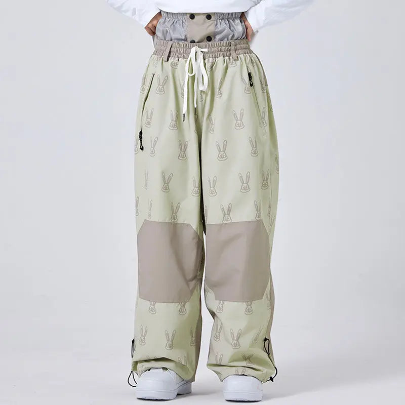 Cute Printed Snow Trousers Loose Fit Sports Pants HOTIANSNOW