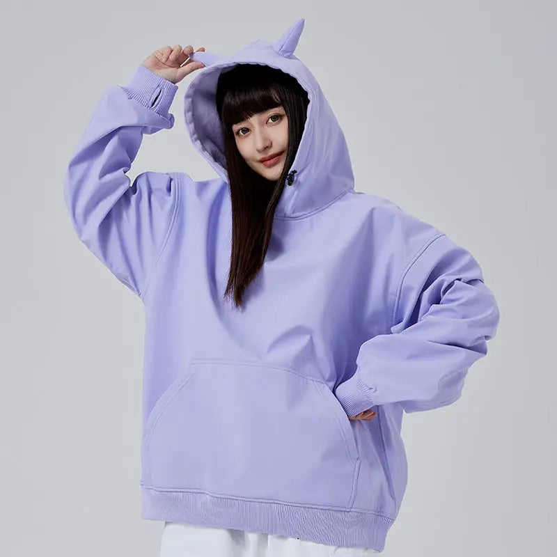 Cute Ski & Snowboard Hoodie Cute Solid Color Pullover HOTIANSNOW