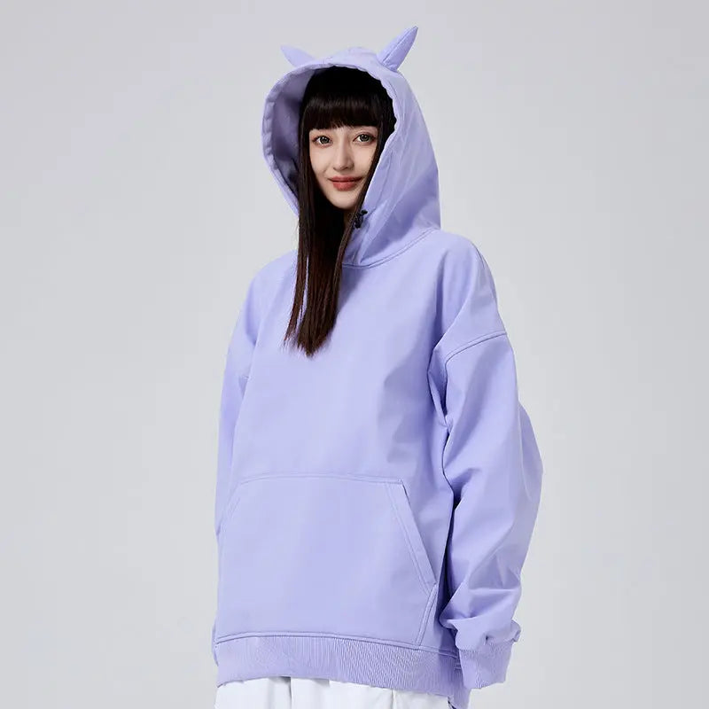 Cute Ski & Snowboard Hoodie Cute Solid Color Pullover HOTIANSNOW