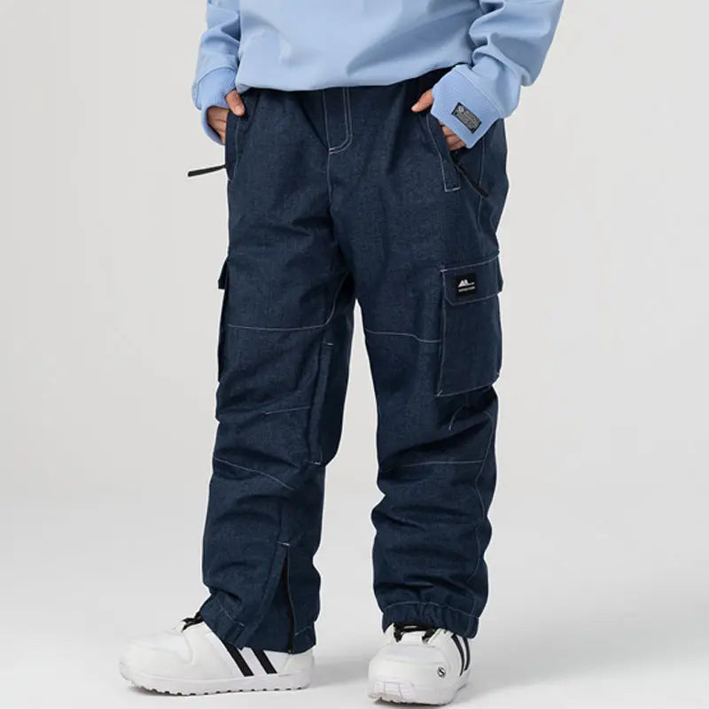 Denim Insulated Snowboarding Pants Anorak Ski Pants 