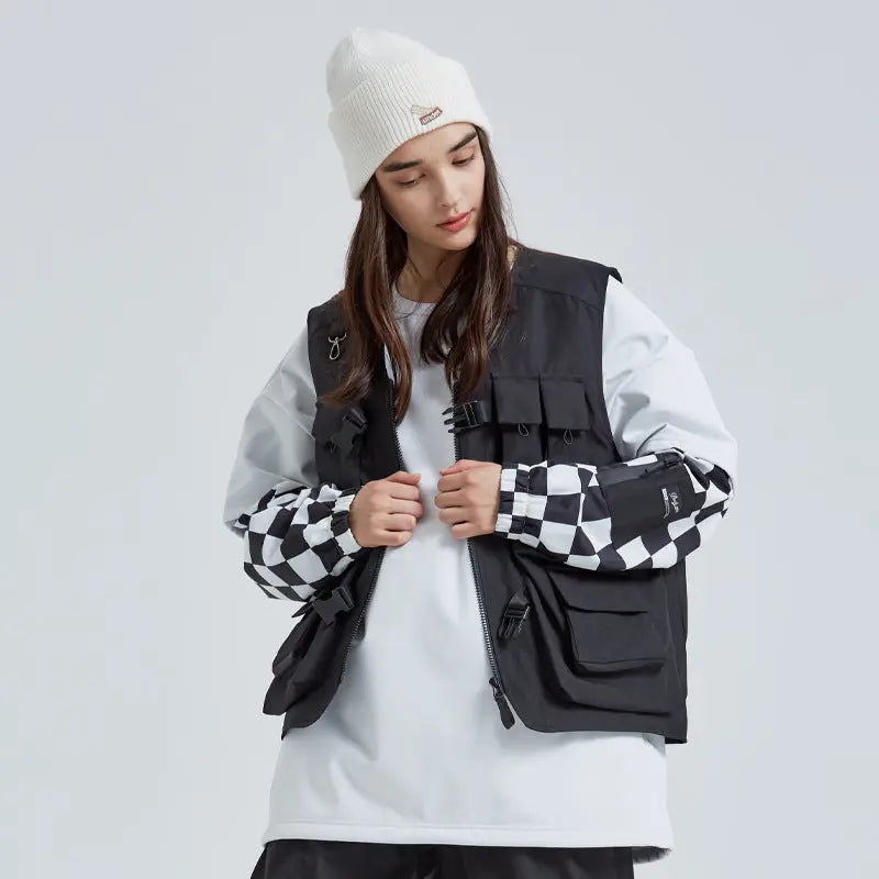 Fashion Couple Style Cargo Pocket Snow Vest HOTIANSNOW