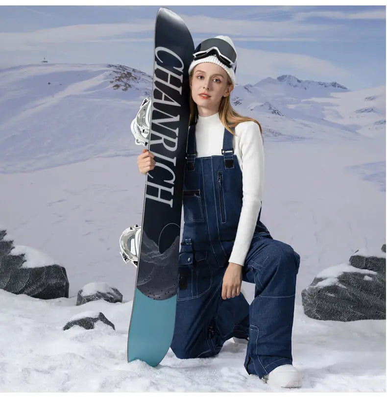 Fashion Denim Snow Bibs Pants Women Outdoor Snowsports Pants HOTIANSNOW