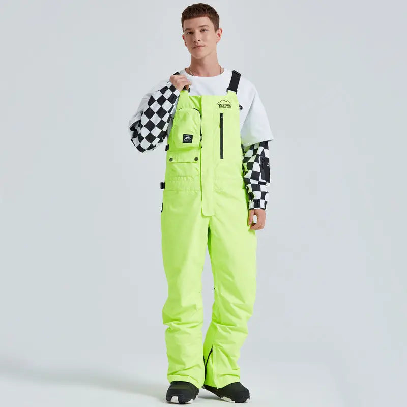 Fashion Reflective Stripe Men Insulated Snow Snowboard Bibs 