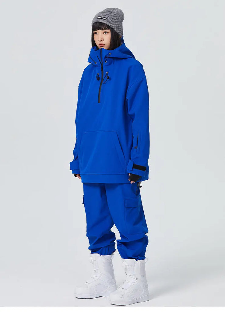 Female 2 Pieces Ski Suits Hoodie Jacket & Loose Fit Pants HOTIANSNOW