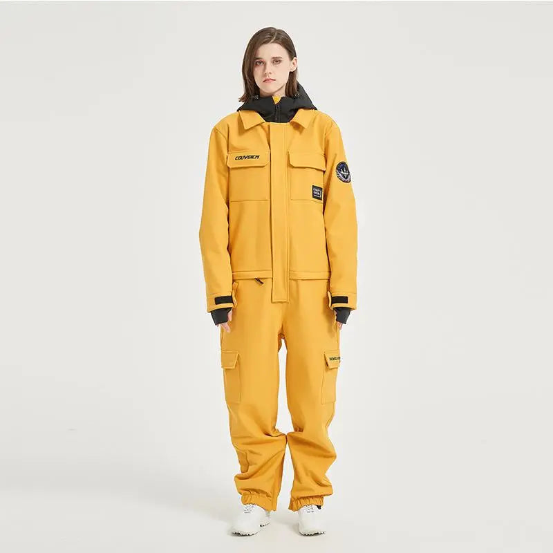 Female Cargo Snowsuit Overalls One Piece Snow Jumpsuit HOTIANSNOW